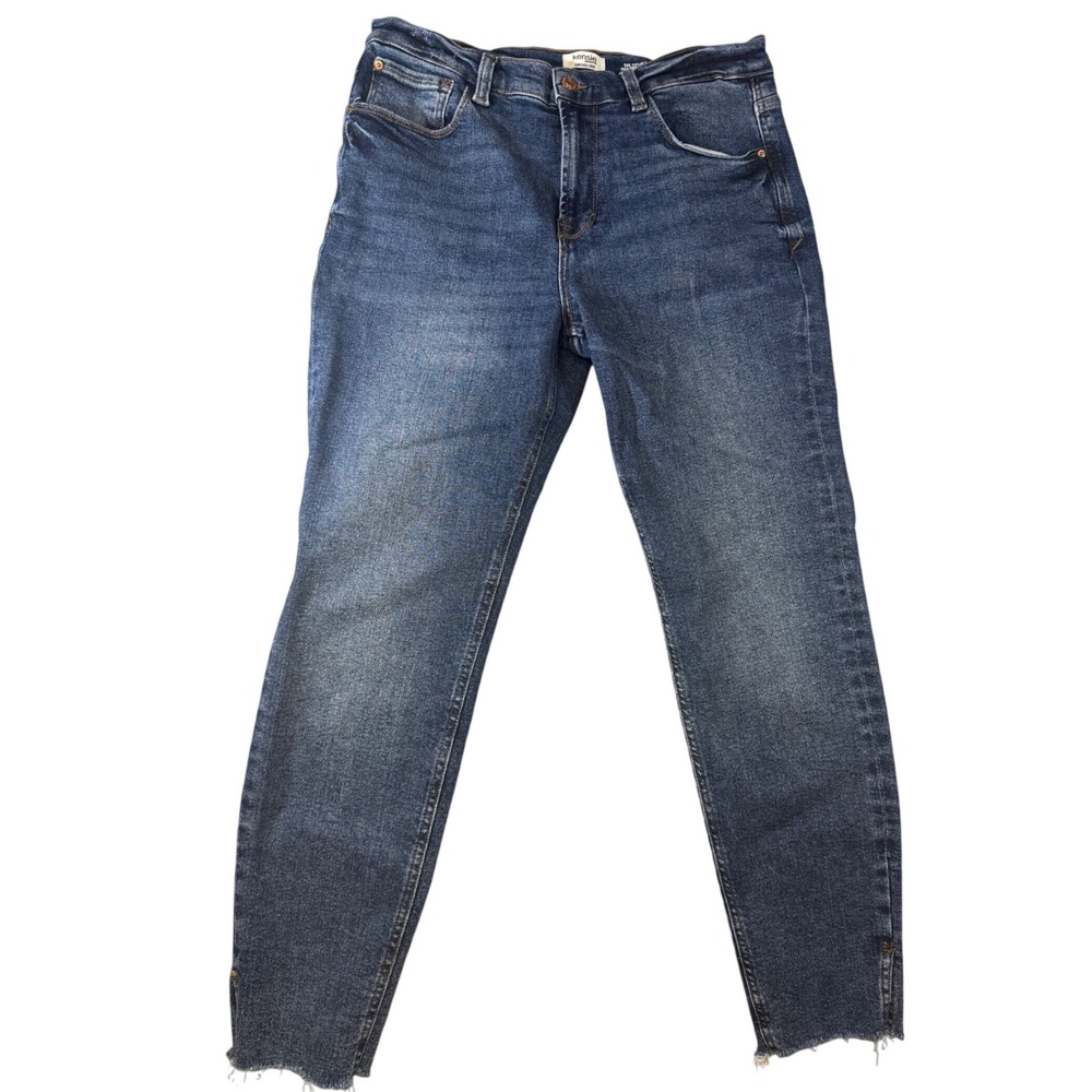 Kensie Jeans The Kelsey High Rise Skinny Women 12/31 Blue Excellent Raw Hem